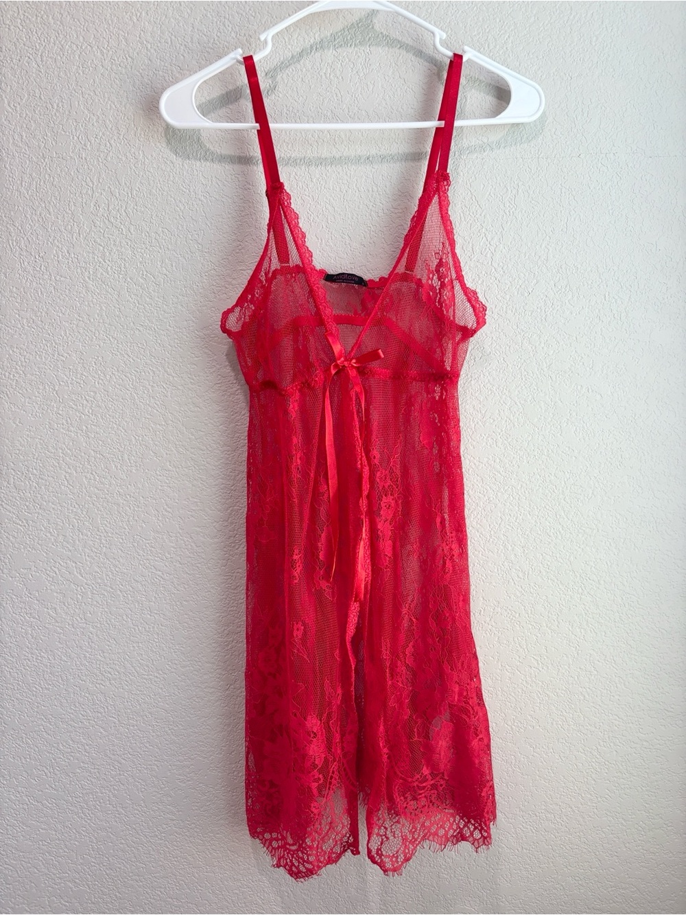 AvidLove Lace Slip Lingerie Slit Open Front Red Women’s Size Small
